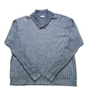 Peter Millar Sweater Mens 3XL Blue Shawl Collar Merino Wool Linen Pullover Knit